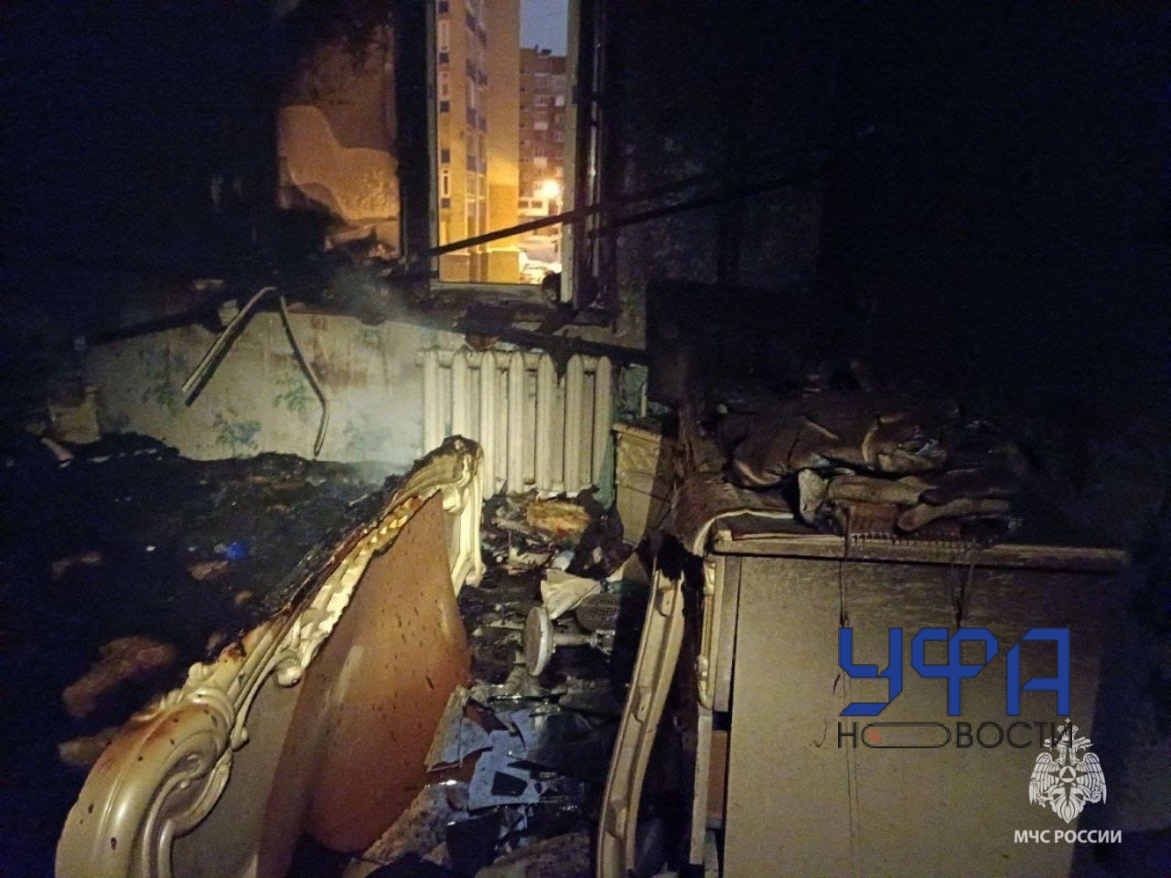 В страшном пожаре в Уфе погиб мужчина