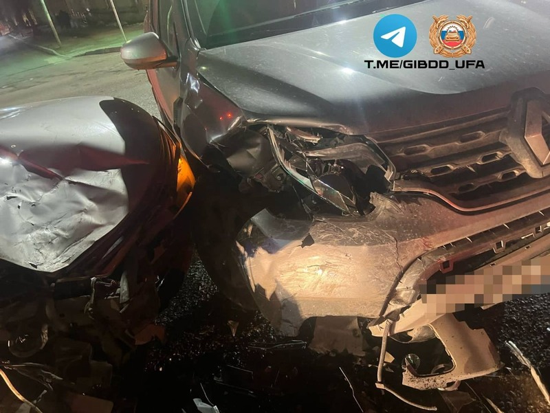 В Уфе произошло лобовое ДТП с пострадавшим